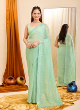 Shiny Saree in Sea Green Colour